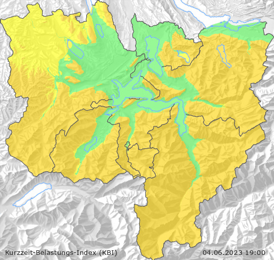Karte der Luftqualität in der Innerschweiz, KBI