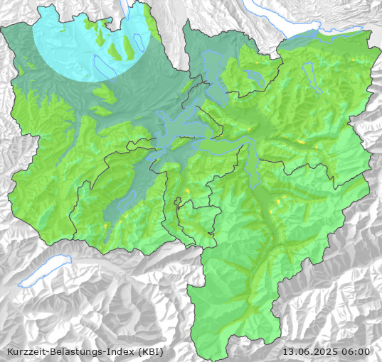 Karte der Luftqualität in der Innerschweiz, KBI