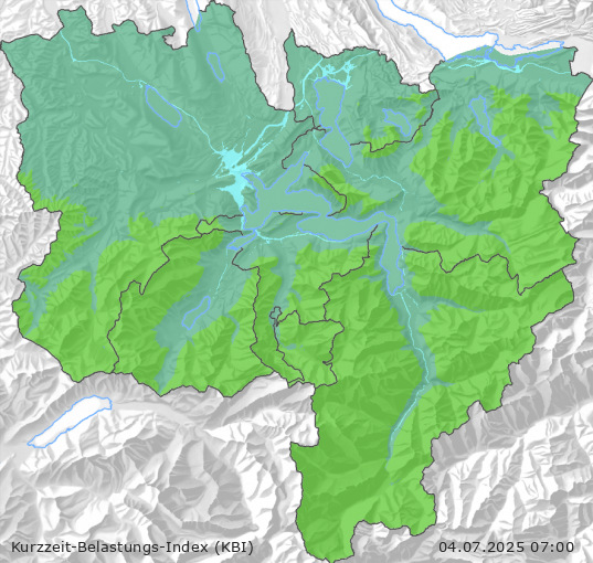 Karte der Luftqualität in der Innerschweiz, KBI