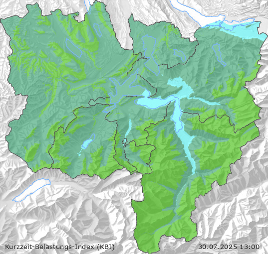 Karte der Luftqualität in der Innerschweiz, KBI