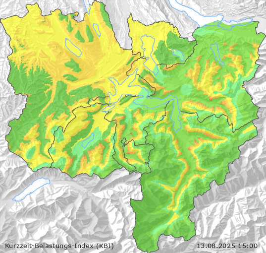 Karte der Luftqualität in der Innerschweiz, KBI