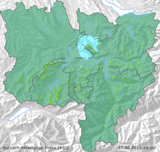 Karte der Luftqualität in der Innerschweiz, KBI
