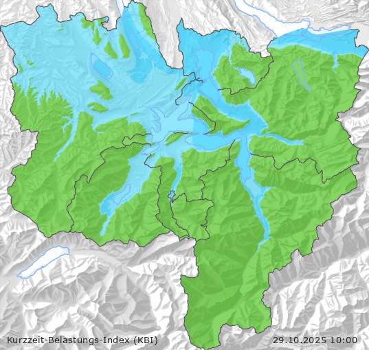 Karte des KBI in der Innerschweiz Karte der Luftqualität in der Innerschweiz, KBI