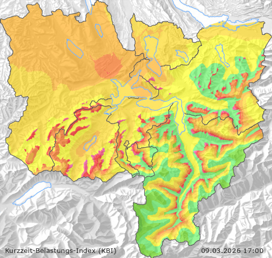 Karte der Luftqualität in der Innerschweiz, KBI