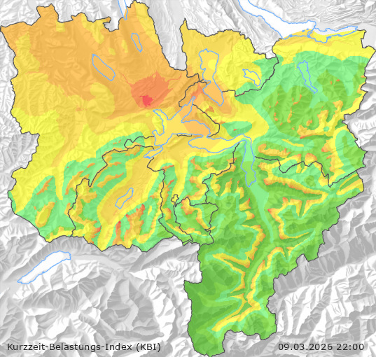 Karte der Luftqualität in der Innerschweiz, KBI