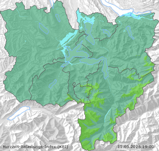 Karte der Luftqualität in der Innerschweiz, KBI