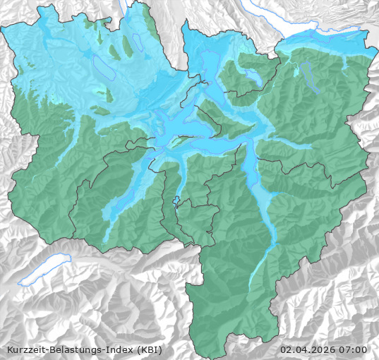 Karte der Luftqualität in der Innerschweiz, KBI