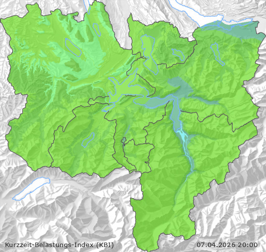 Karte der Luftqualität in der Innerschweiz, KBI