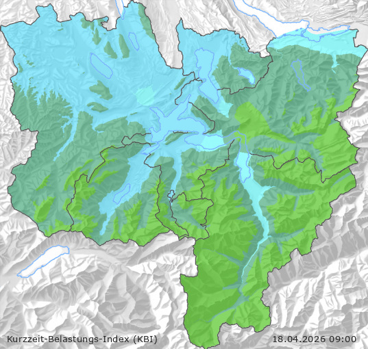 Karte der Luftqualität in der Innerschweiz, KBI