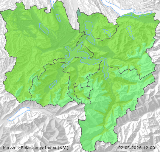 Karte der Luftqualität in der Innerschweiz, KBI
