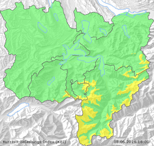 Karte der Luftqualität in der Innerschweiz, KBI