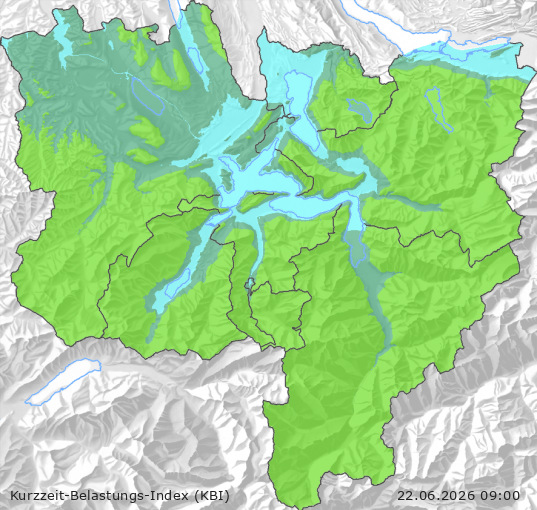 Karte der Luftqualität in der Innerschweiz, KBI
