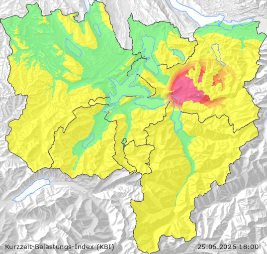 Karte der Luftqualität in der Innerschweiz, KBI