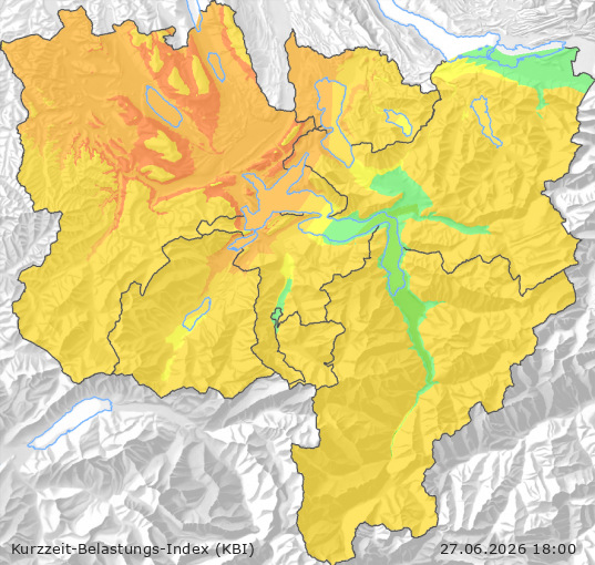 Karte der Luftqualität in der Innerschweiz, KBI