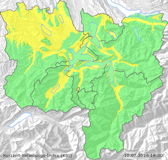 Karte der Luftqualität in der Innerschweiz, KBI