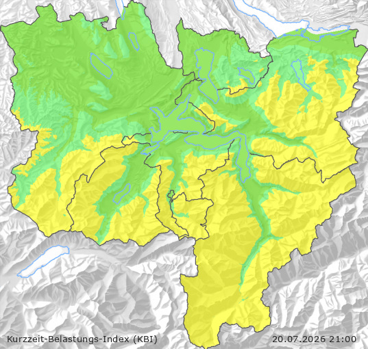 Karte der Luftqualität in der Innerschweiz, KBI