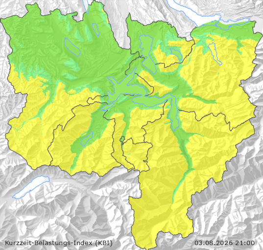Karte der Luftqualität in der Innerschweiz, KBI