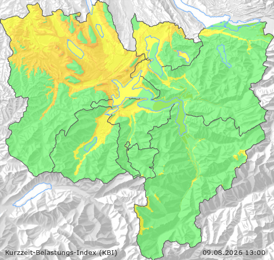 Karte der Luftqualität in der Innerschweiz, KBI