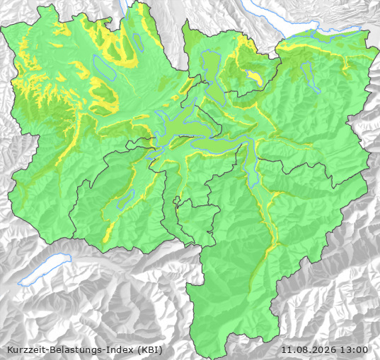 Karte der Luftqualität in der Innerschweiz, KBI