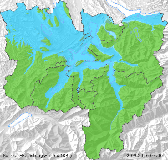 Karte der Luftqualität in der Innerschweiz, KBI