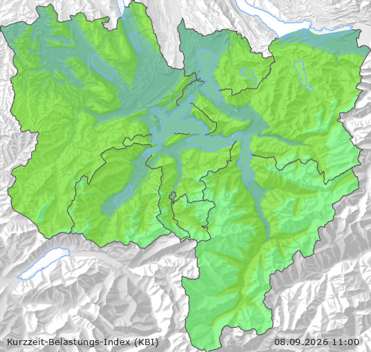 Karte der Luftqualität in der Innerschweiz, KBI